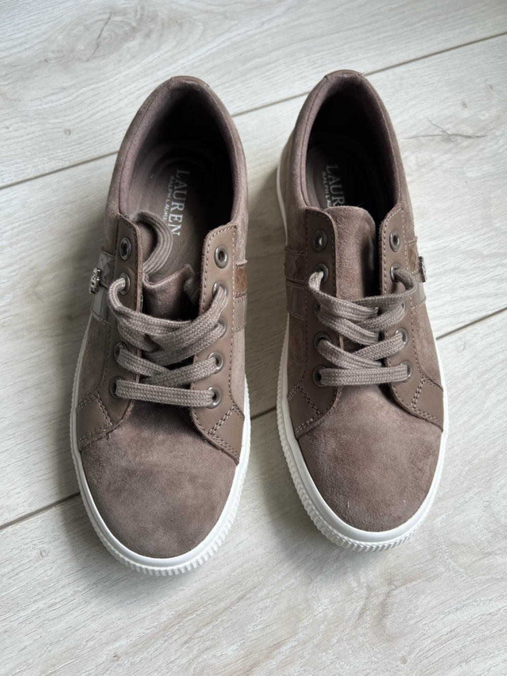 Ralph Lauren Men's Taupe Suede Low-Top Sneakers